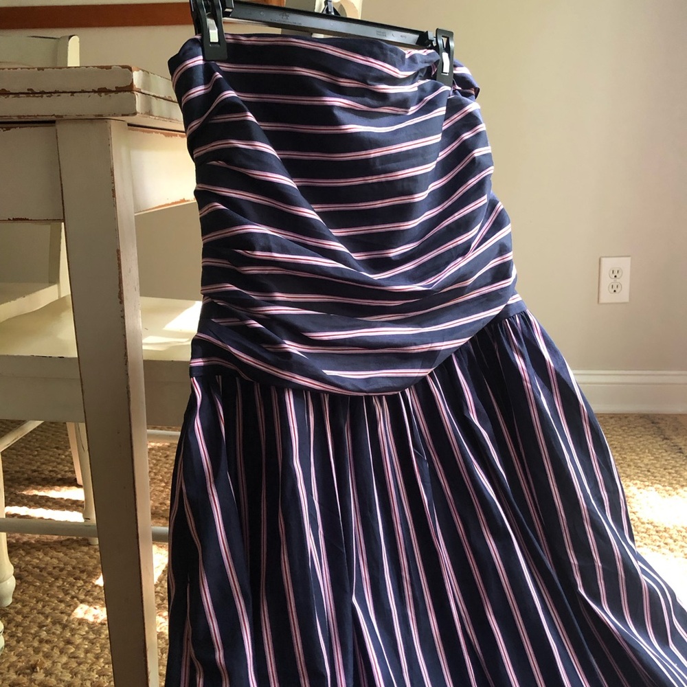 Brand New: Madewell Strapless Ruched Midi Dress in Poplin. Size 14